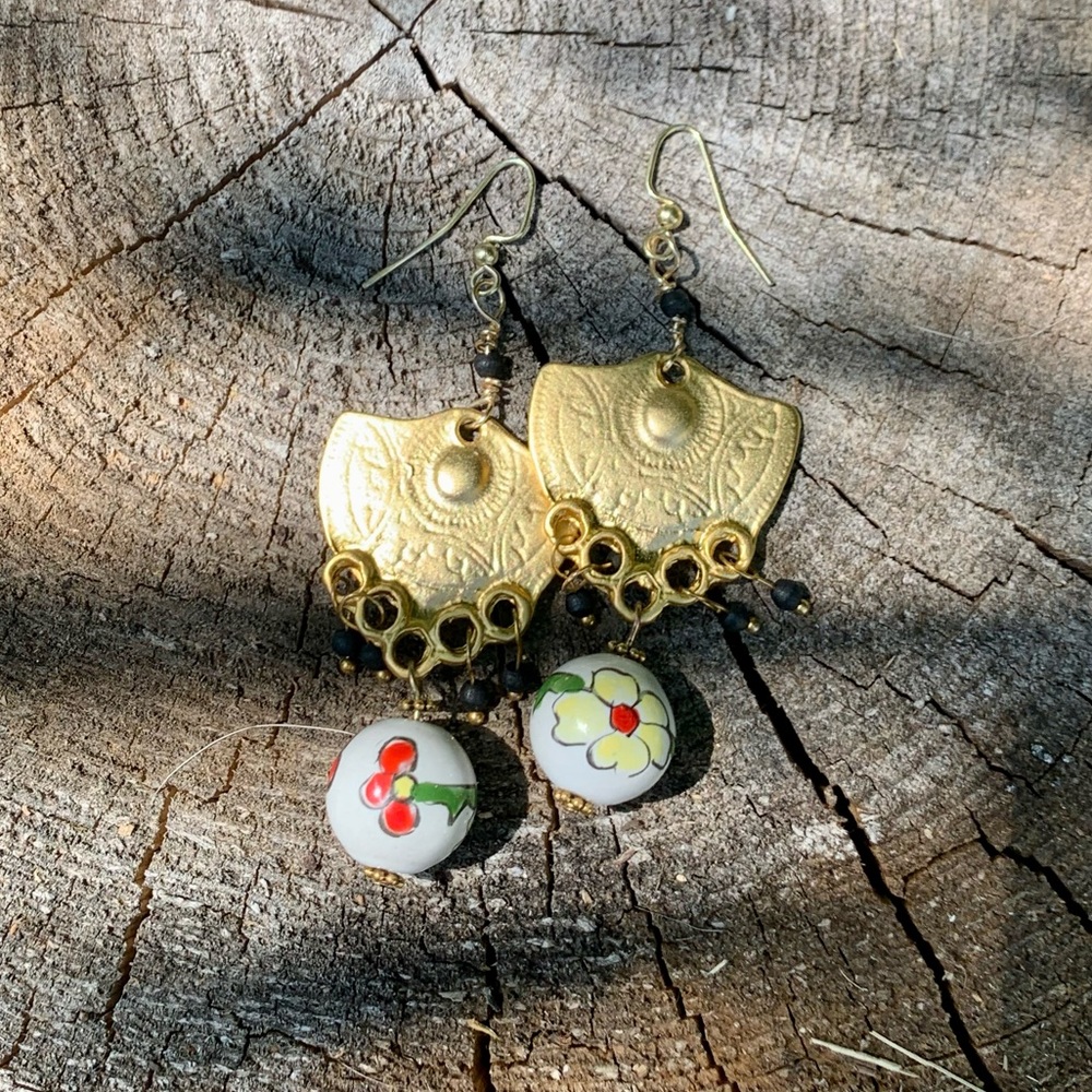 Womens ceramic boho earrings